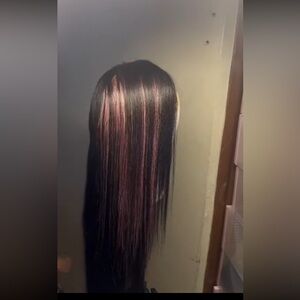 Sleek Black and Pink Hair Extension